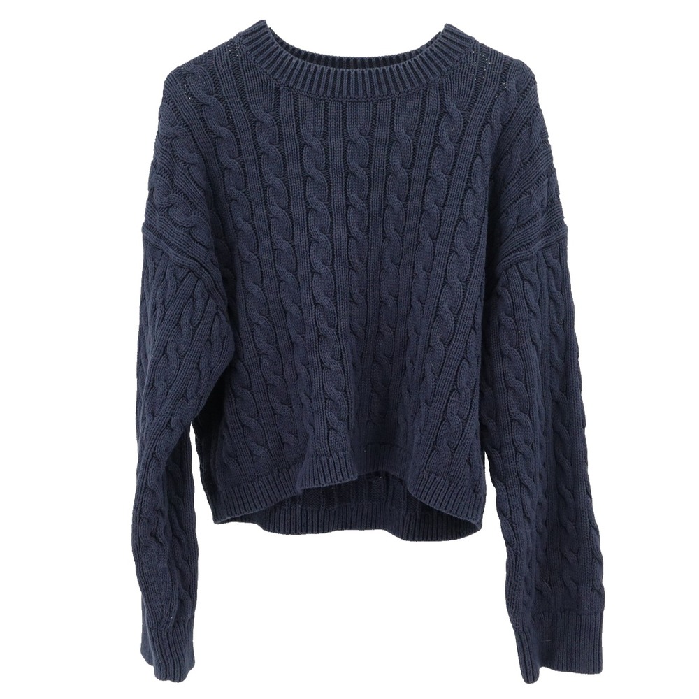 J Crew Sweater SZ M Cable Knit Cropped Preppy Dark Academia Modern Classic